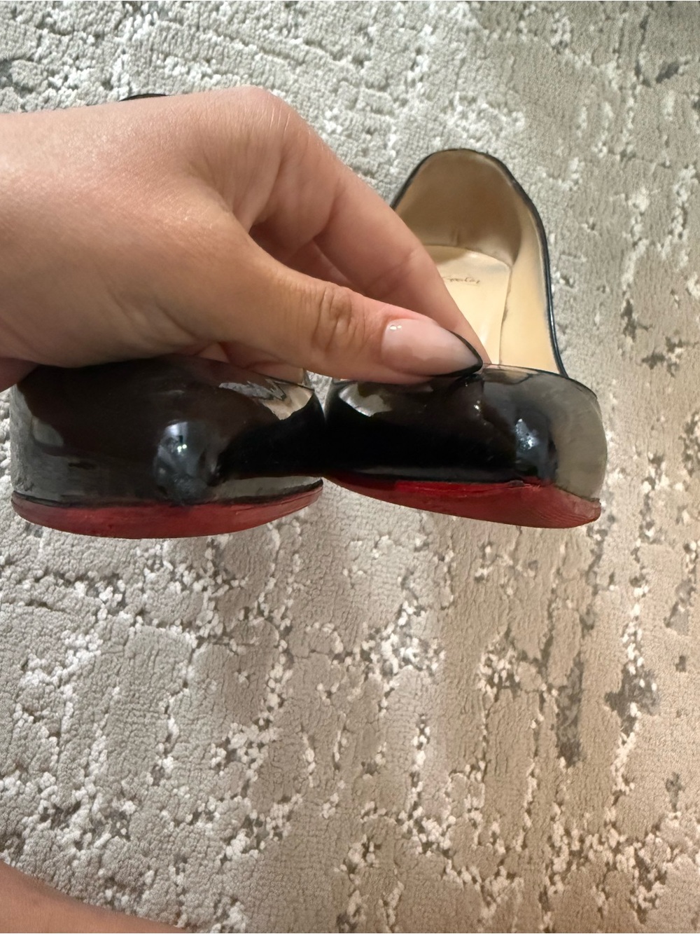 Christian Louboutin Black Patent Pointed Pumps with Red Soles - Picture 5 of 5